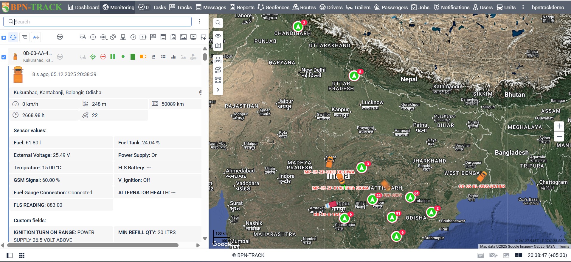 BPN-TRACK live monitoring dashboard
