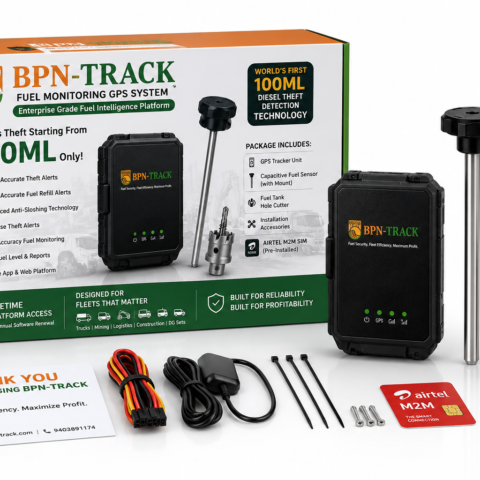 BPN-TRACK Enterprise Fuel Monitoring GPS Kit with GPS Tracker, 100ML Diesel Theft Detection Sensor, Airtel M2M SIM and Installation Accessories