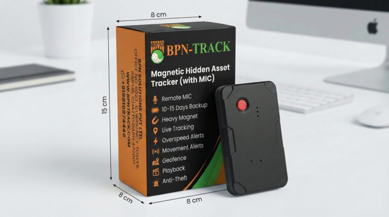 Lifetime Validity (Internet Pack+Sim+Software) | BPN-TRACK 4G Magnetic Hidden GPS Asset Tracker with Voice Monitoring (MIC) & 15 Days Battery Backup