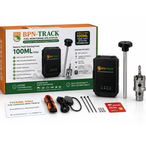 BPN-TRACK Enterprise Fuel Monitoring GPS Kit with GPS Tracker, 100ML Diesel Theft Detection Sensor, Airtel M2M SIM and Installation Accessories